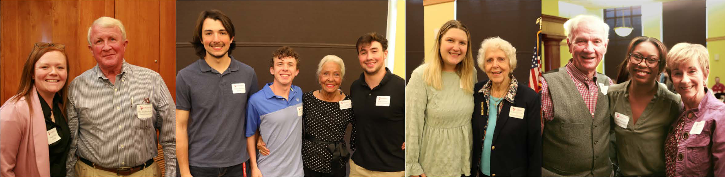 students and donors smile at the camera