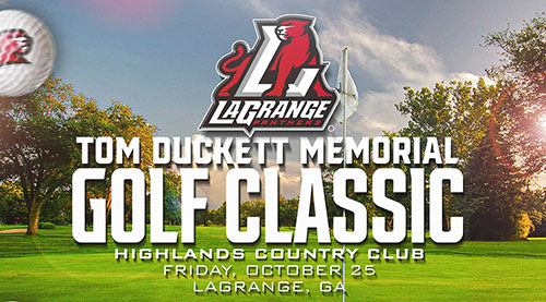 Golf course with Tom Duckett Golf Memorial Classic text